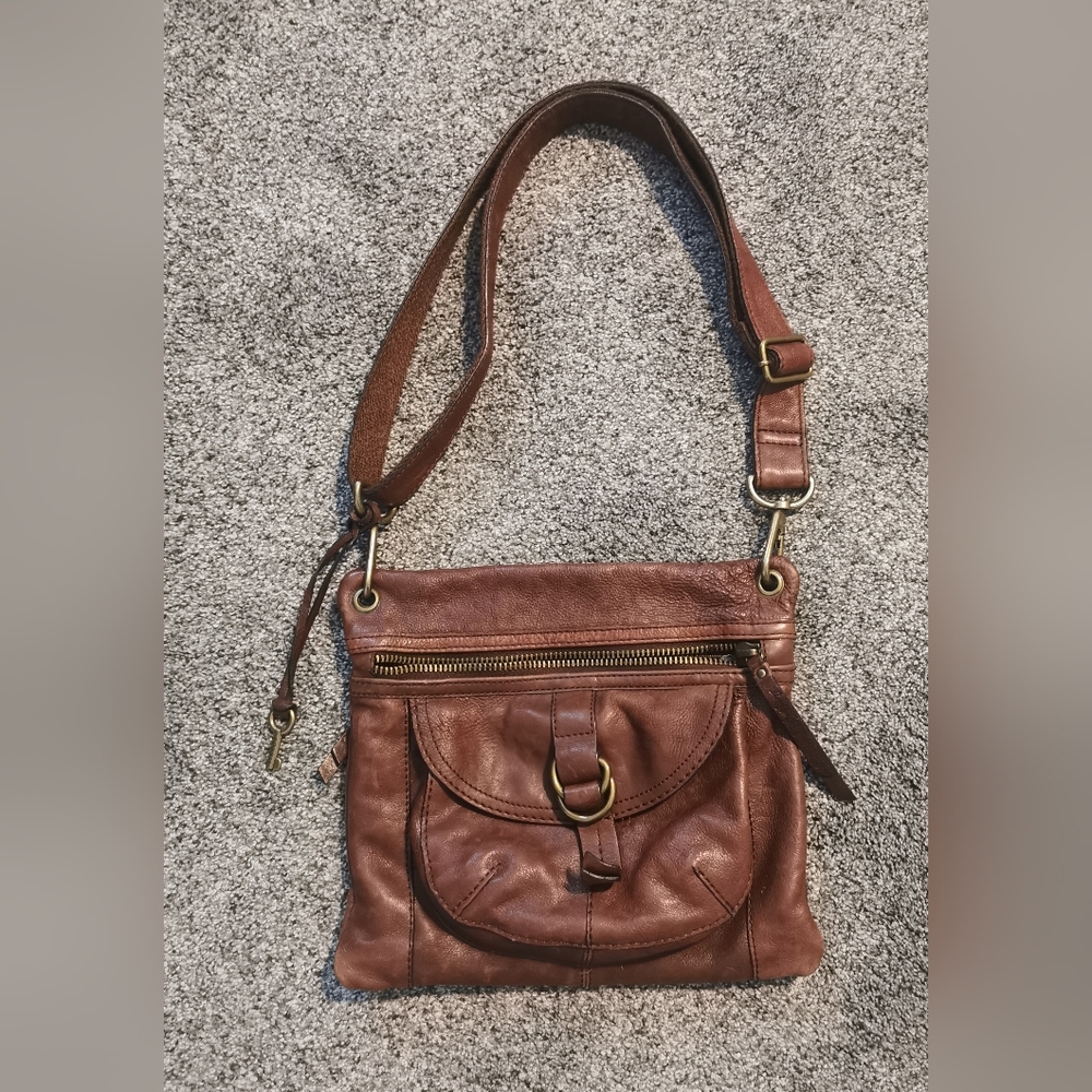 Fossil Brown Leather Crossbody Bag Purse